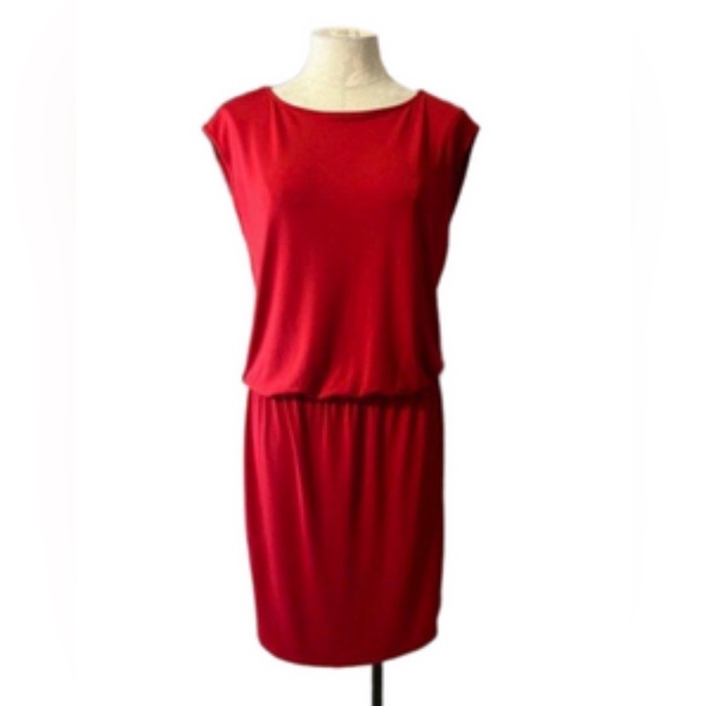 *NWT* Talbots Red Knit Dress with Boat Neck and Cap Sleeves, Size PL